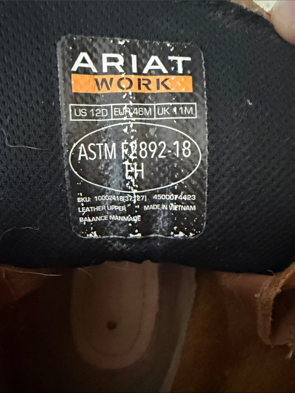 Ariat Men's Tan Leather Lace-Up Work Boots